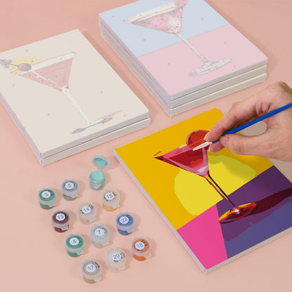 Malen nach Zahlen - 6 Mini-Gem?lde | schickes Cocktailset