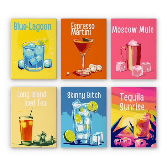 Malen nach Zahlen - 6 Mini-Gem?lde | Happy Hour Cocktail-Set