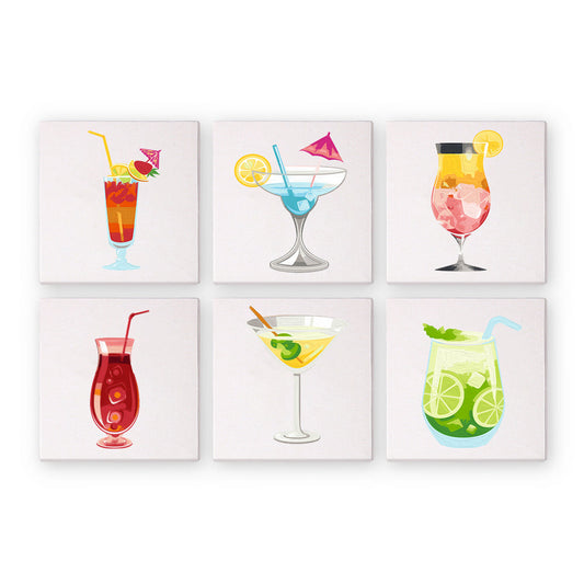 Malen nach Zahlen - 6 Mini-Gem?lde | Cocktail-Set