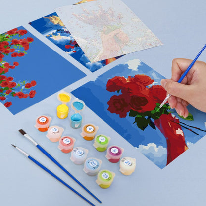 Malen nach Zahlen ¨C 6 Mini-Gem?lde | Blumenstr?u?e im Himmel-Set