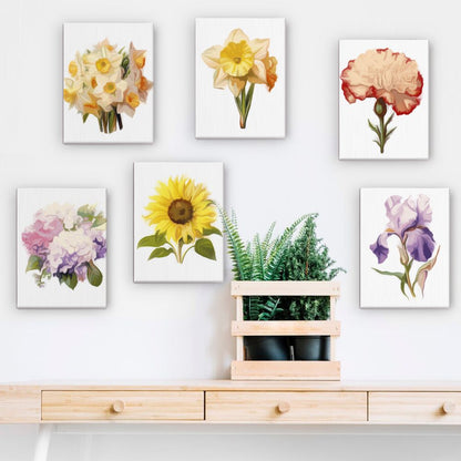 Malen nach Zahlen - 6 Mini-Gem?lde | Blumen-set 2.0