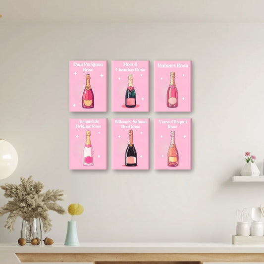 Malen nach Zahlen ¨C 6 Mini-Gem?lde | Champagner Ros¨¦-Set