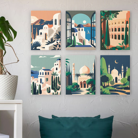 Malen nach Zahlen - 6 Mini-Paintings | Wundersch?ne Landschaften Set