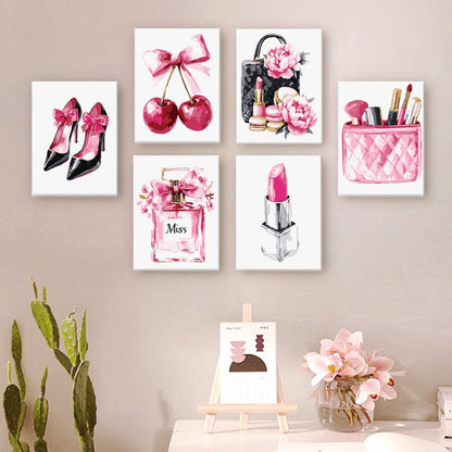 Malen nach Zahlen ¨C 6 Mini-Gem?lde | Pink glamour Set