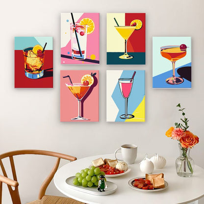 Malen nach Zahlen - 6 Mini-Gem?lde | Classy Cocktail-Set