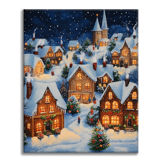 Weihnachtsdorf - Malen nach Zahlen