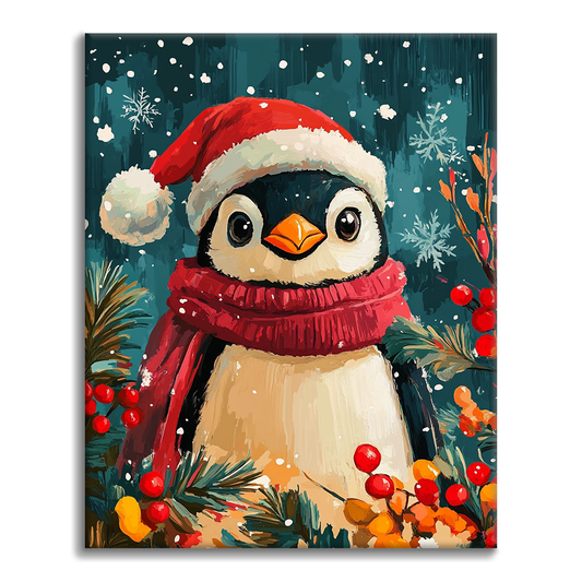 Weihnachtspinguin - Malen nach Zahlen
