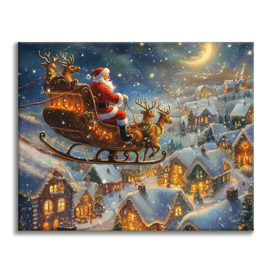 Weihnachtsmann und Schlitten - Malen nach Zahlen