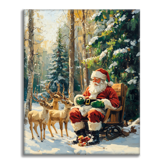 Die Weihnachtsmission des Rentiers - Malen nach Zahlen