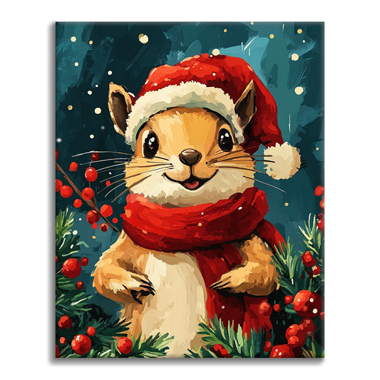 Weihnachtseichhörnchen - Malen nach Zahlen