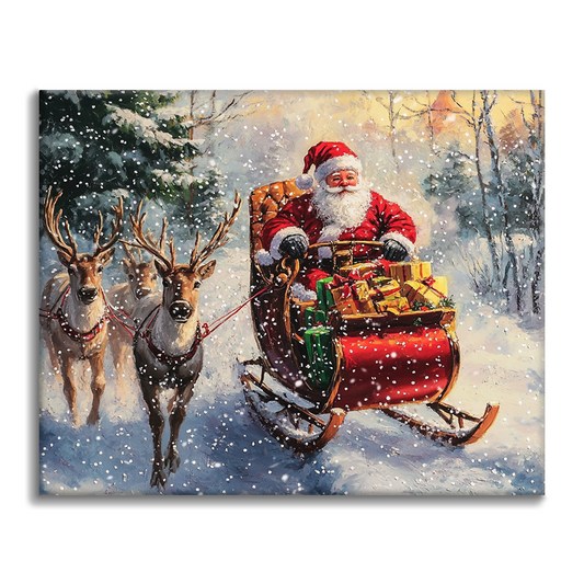 Weihnachtsmann und Elch - Malen nach Zahlen