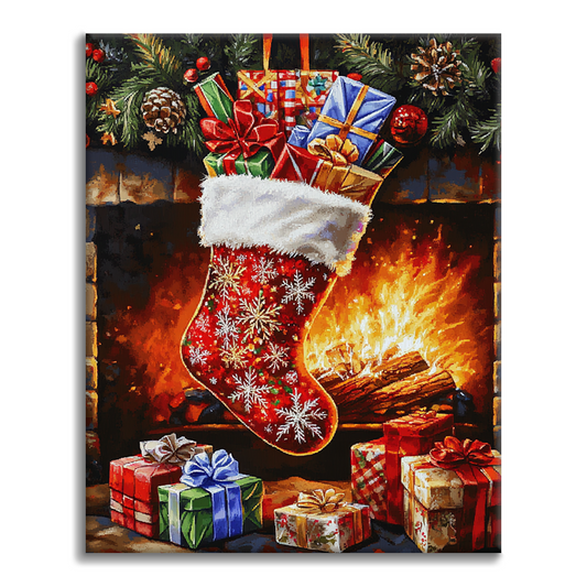 Weihnachtsstrumpf - Malen nach Zahlen