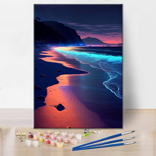 Bunt leuchtender Strand - Malen nach Zahlen