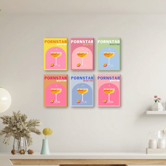 Malen nach Zahlen ¨C 6 Mini-Gem?lde | Passion Fruit Martini Cocktail-Set