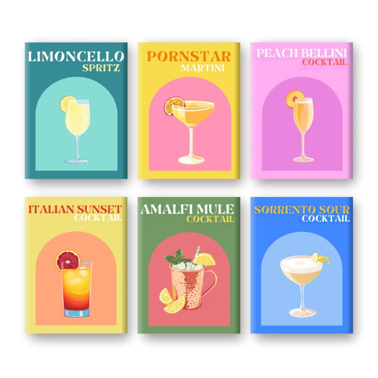 Malen nach Zahlen ¨C 6 Mini-Gem?lde | Italienischer Sommer Cocktail-Set