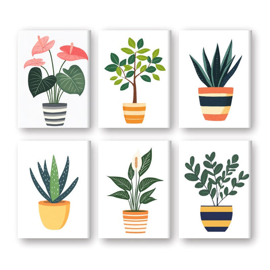 Malen nach Zahlen ¨C 6 Mini-Gem?lde | Botanisches Pflanzen-Set