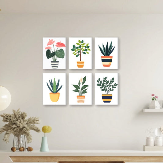 Malen nach Zahlen ¨C 6 Mini-Gem?lde | Botanisches Pflanzen-Set