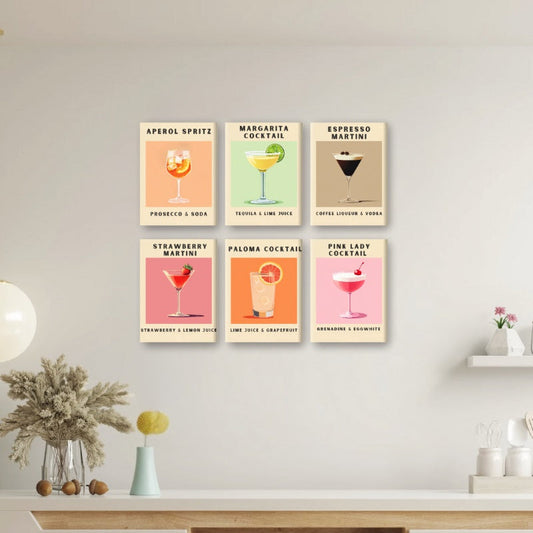 Malen nach Zahlen ¨C 6 Mini-Gem?lde | Cocktail Poster-Set