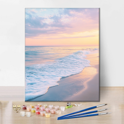 Friedlicher Strand im Morgengrauen - Malen nach Zahlen