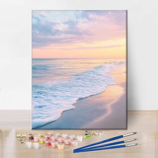 Friedlicher Strand im Morgengrauen - Malen nach Zahlen