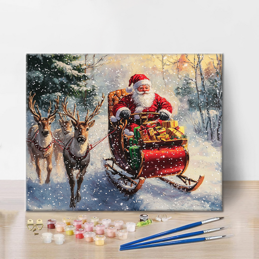 Weihnachtsmann und Elch - Malen nach Zahlen