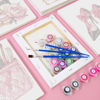 Malen nach Zahlen ¨C 6 Mini-Gem?lde | Pink glamour Set