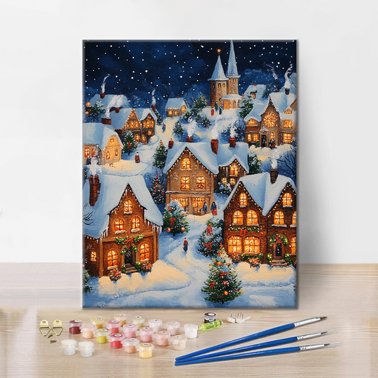 Weihnachtsdorf - Malen nach Zahlen