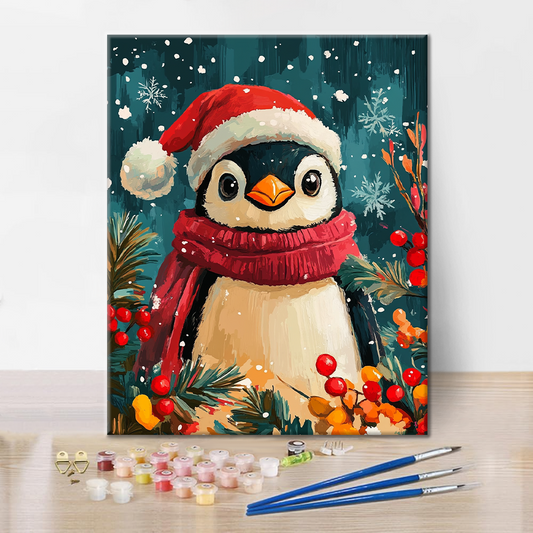 Weihnachtspinguin - Malen nach Zahlen