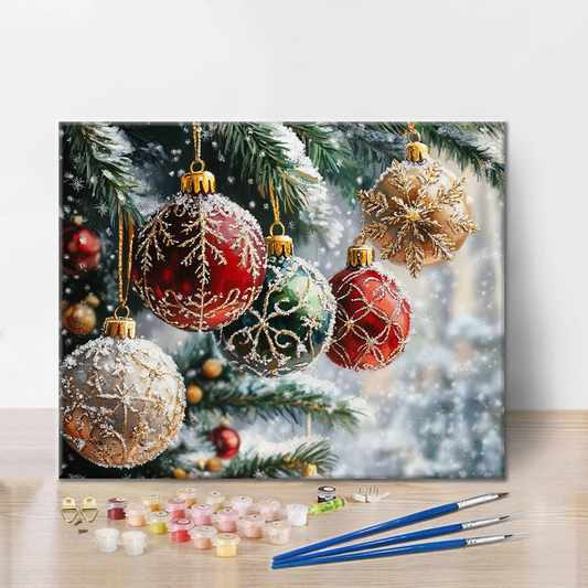 Weihnachtskugeln - Malen nach Zahlen