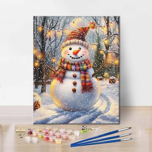 Festlicher Schneemann - Malen nach Zahlen