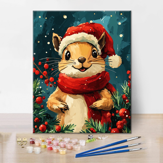 Weihnachtseichhörnchen - Malen nach Zahlen