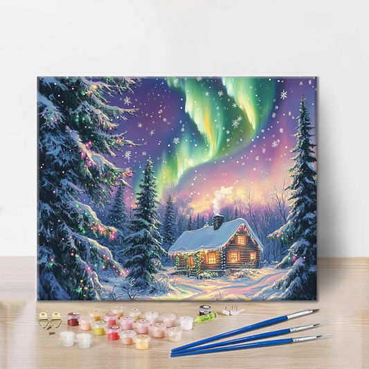 Weihnachten und Aurora - Malen nach Zahlen
