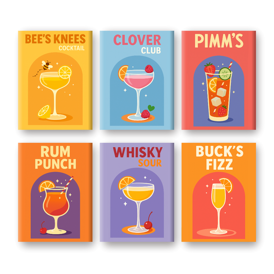 Malen nach Zahlen ¨C 6 Mini-Gem?lde | UK Cocktail-Set