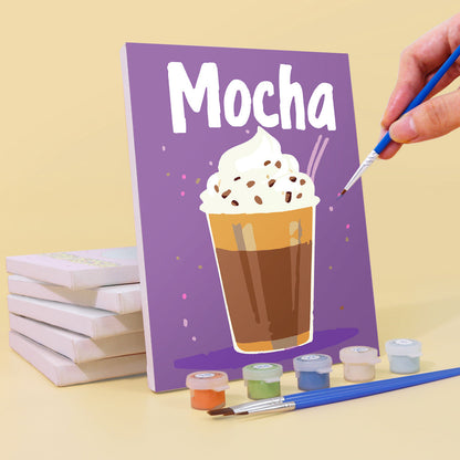 Malen nach Zahlen ¨C 6 Mini-Gem?lde | Buntes Kaffee-Set