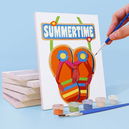 Malen nach Zahlen ¨C 6 Mini-Gem?lde | Flip-Flop Sommer-Set