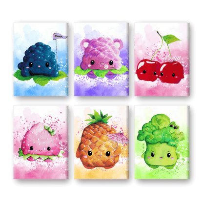 6 Mini-Gem?lde | Kawaii Foods Set - by Tiny Tami