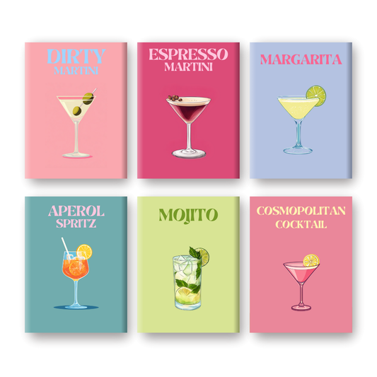 Malen nach Zahlen ¨C 6 Mini-Gem?lde | Elegantes Cocktail-Set