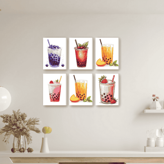 Malen nach Zahlen ¨C 6 Mini-Gem?lde | Bubble Tea-Set