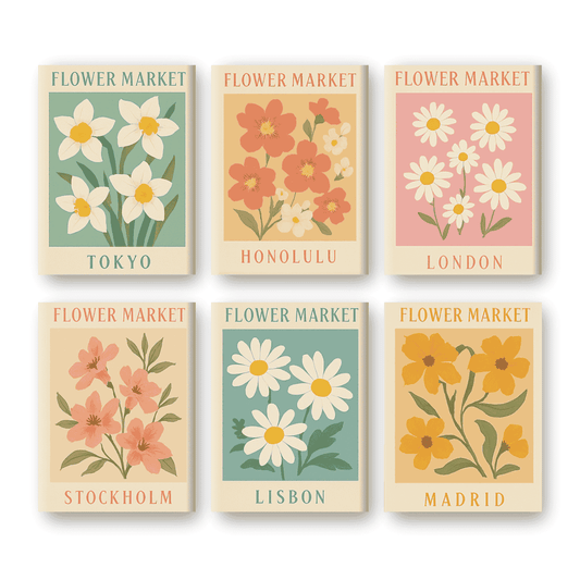 Malen nach Zahlen ¨C 6 Mini-Gem?lde | Blumenmarkt-Set