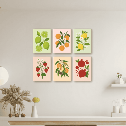 Malen nach Zahlen ¨C 6 Mini-Gem?lde | Fruchtpflanze-Set