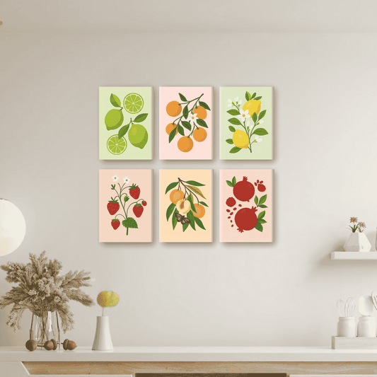 Malen nach Zahlen ¨C 6 Mini-Gem?lde | Fruchtpflanze-Set