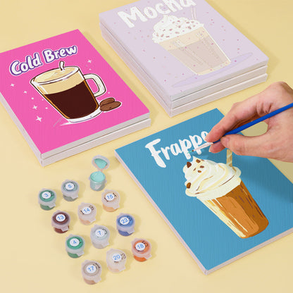 Malen nach Zahlen ¨C 6 Mini-Gem?lde | Buntes Kaffee-Set