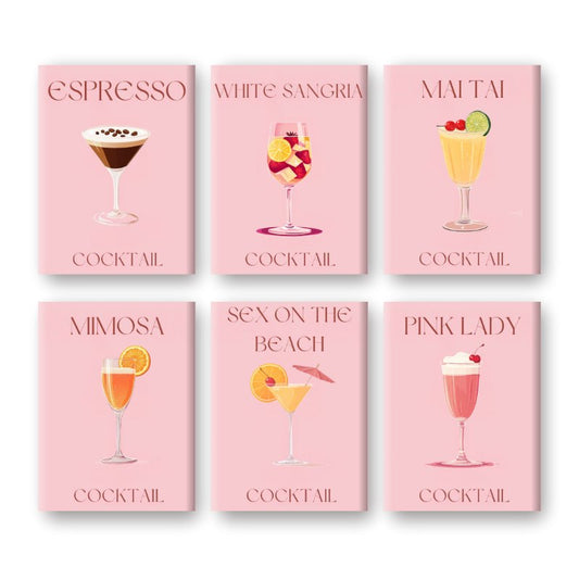 Malen nach Zahlen ¨C 6 Mini-Gem?lde | Pink Cocktail-Set