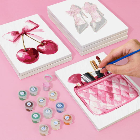 Malen nach Zahlen ¨C 6 Mini-Gem?lde | Pink glamour Set