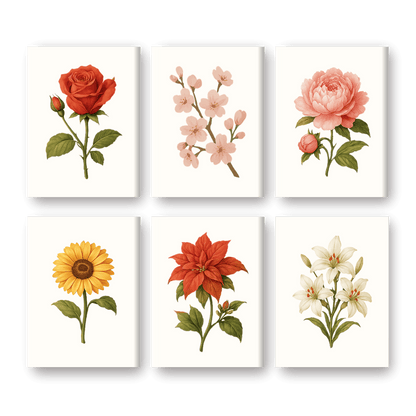 Malen nach Zahlen ¨C 6 Mini-Gem?lde | Blumen & Rosen-Set
