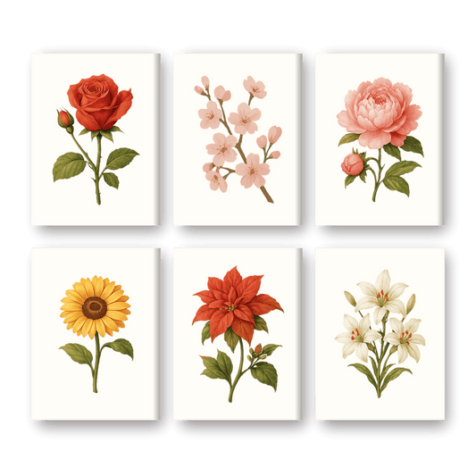 Malen nach Zahlen ¨C 6 Mini-Gem?lde | Blumen & Rosen-Set