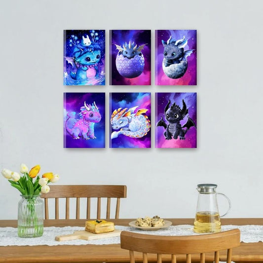6 Mini-Gem?lde | Little Dragons Set - by Tiny Tami