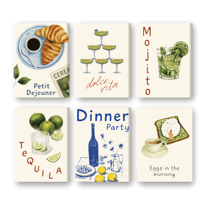 Malen nach Zahlen ¨C 6 Mini-Gem?lde | Food & Drinks-Set