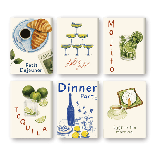 Malen nach Zahlen ¨C 6 Mini-Gem?lde | Food & Drinks-Set