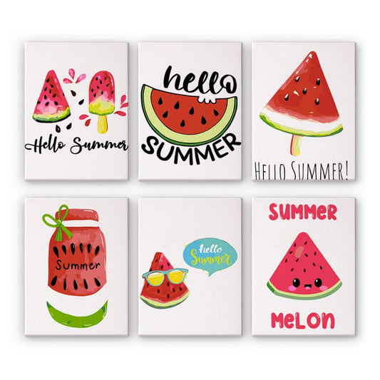 Malen nach Zahlen ¨C 6 Mini-Gem?lde | Summer Melon Set
